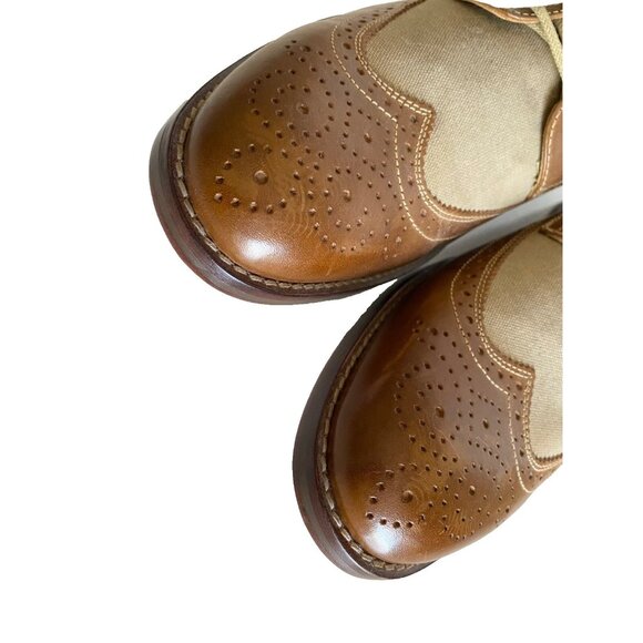 Johnston & Murphy Garner Wingtip Shoes Men Sz 11 Brown Tan Leather Linen Oxford - Picture 13 of 15